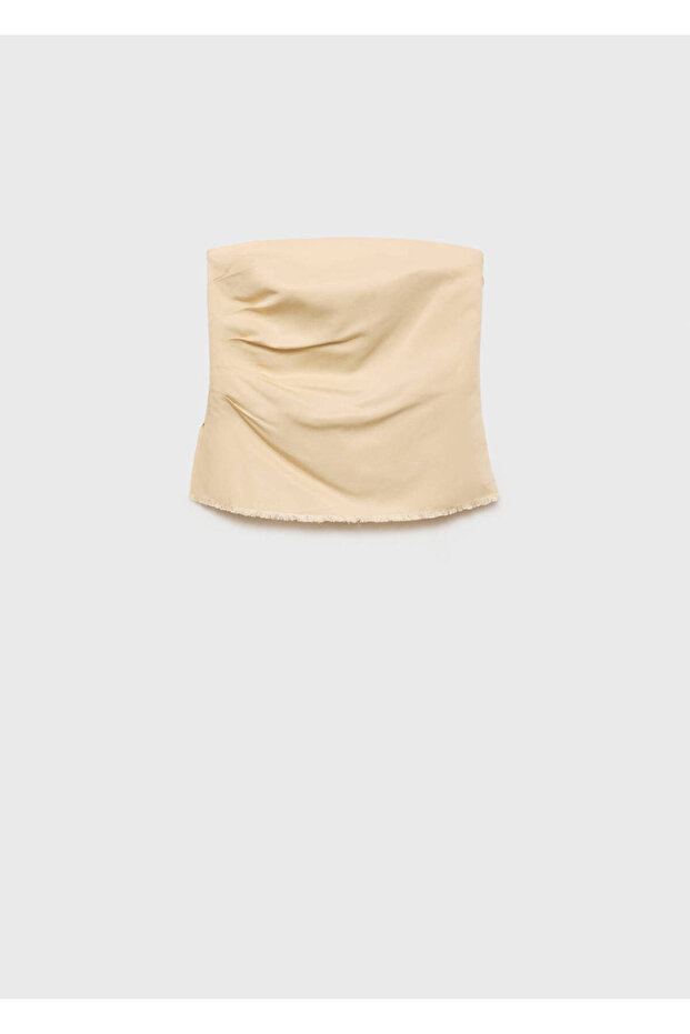 Linen Blend Strapless Blouse - 3