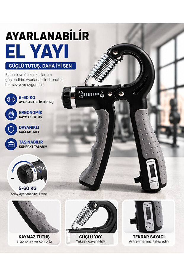 Black Adjustable Meter Hand Spring 5-60 Kg