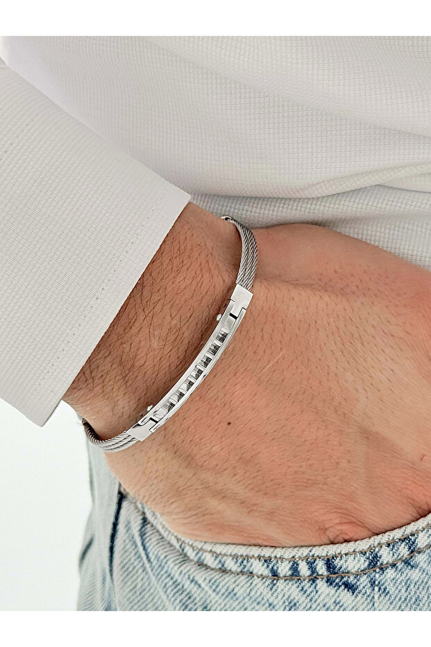 Silver Steel Men's Bracelet Frj10186A-A 2 Year Warranty Gift Boxed
