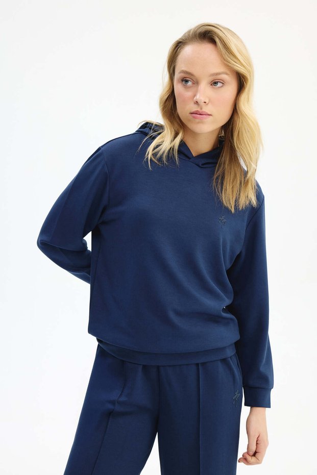 Oversize Lacivert Kadın Eşofman Üst