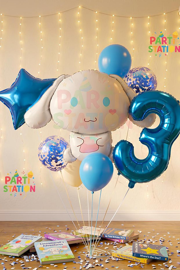 Sanrio Kuromi Cinnamon 3 Years Old Birthday Balloon Set - Anime Hello Kitty Concept
