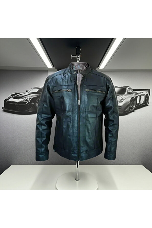 Men Jacket : Leather Jacket Black Genuine Leather