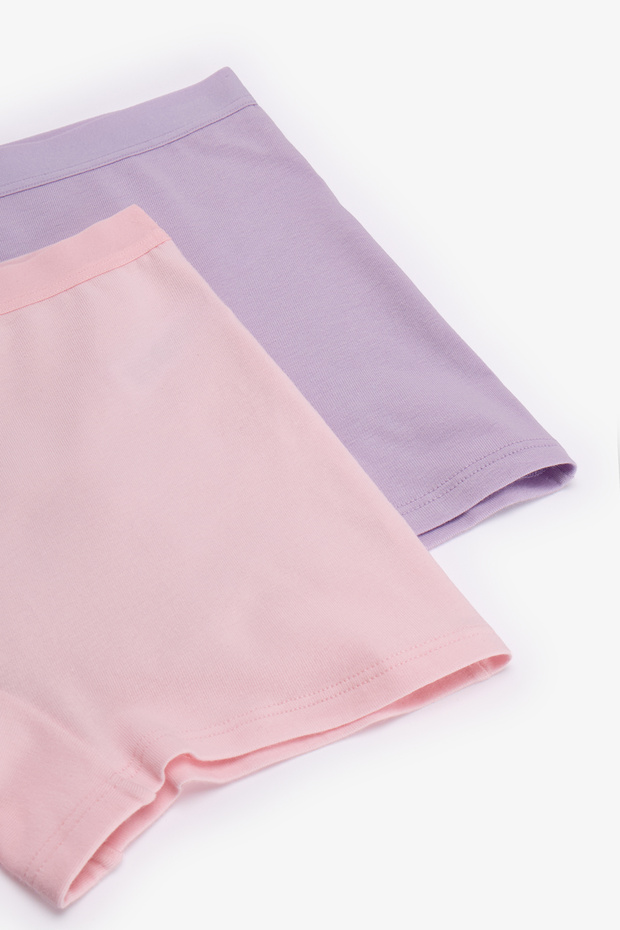 Kız Çocuk Basic 2li Çok Renkli Uzun Boxer - 4
