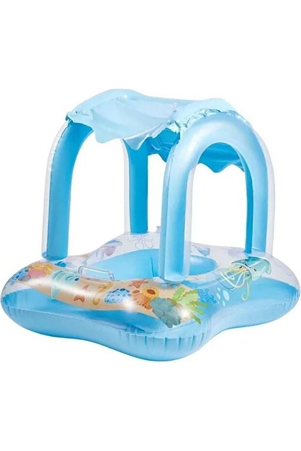 3-Year-Old Baby with a Canopy, Light Blue