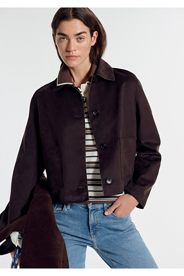 Brown Faux Suede Jacket Regular Fit / Normal Cut 1110829-70240