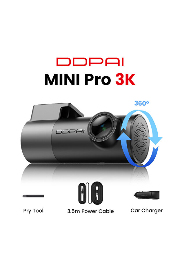 كاميرا داش كام MINI Pro 3K DDPAI MINI Pro 2K مزودة بتقنية واي فاي، مسجل فيديو رقمي للسيارة، رؤية ليلية، تحكم صوتي ذكي، تدعم 24