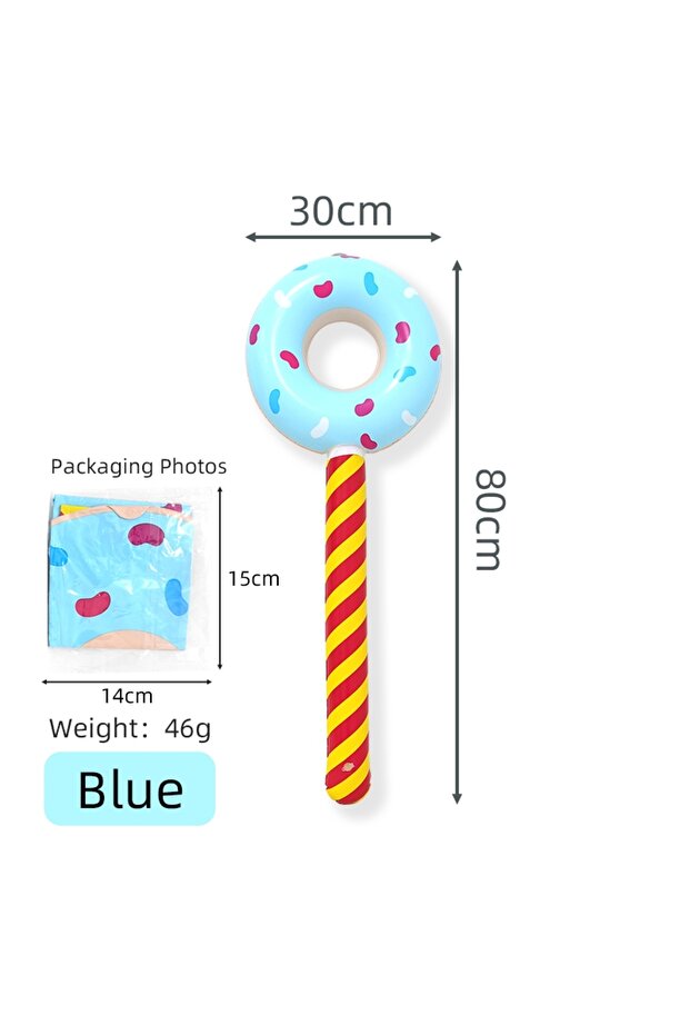 Blue 4 Colors 31.5 Inch Simulation Inflatable Lollipop Stick Toys Large Candy Float Donut Shape Ball