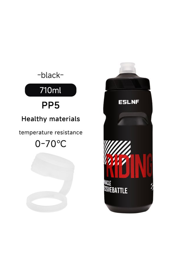 black ESLNF 710ml Plastic Sports Water Bottle Squeeze Cycling Bike Water Cup Outdoor Gym Travel Bicy