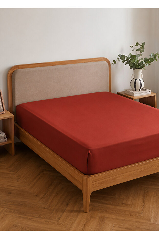 100% Cotton Satin Supreme Double Fitted Sheet Tile (160X200X35 cm)