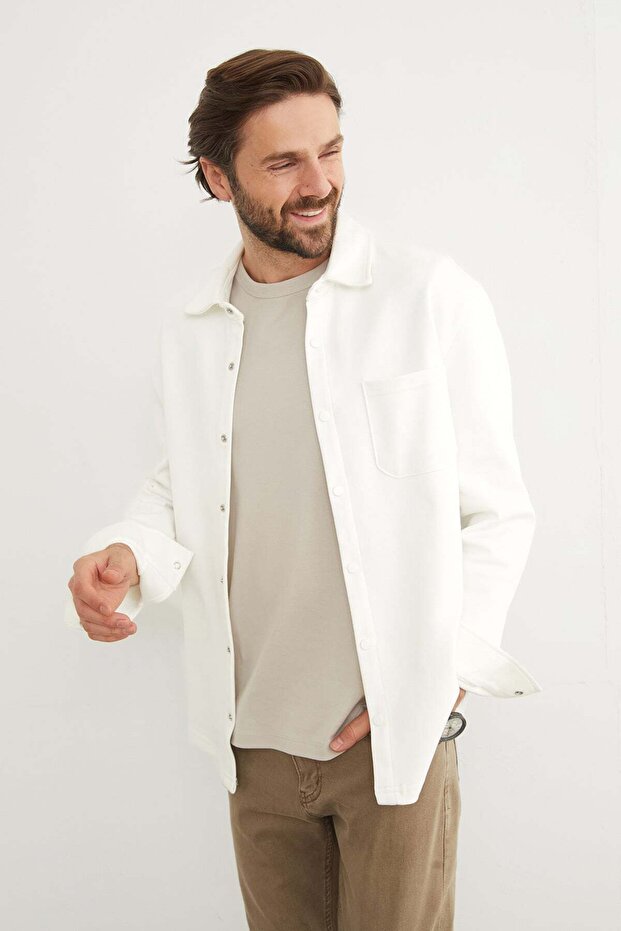 Snap Fastener Single Pocket Shirt