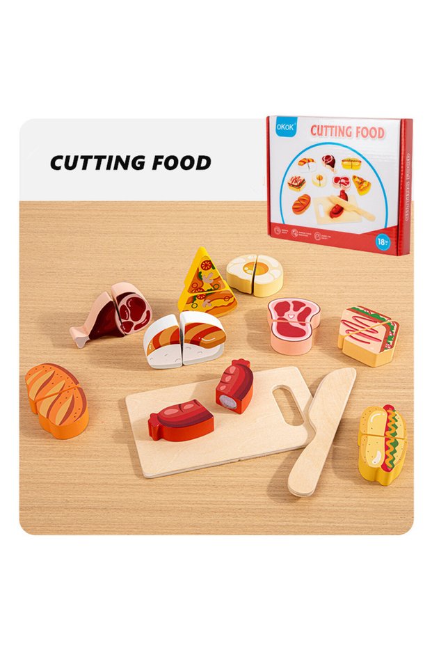 Cutting Food 1pc Wooden Kitchen Pretend Play Food Cutting Toy with Storage Bag Suitable for Children