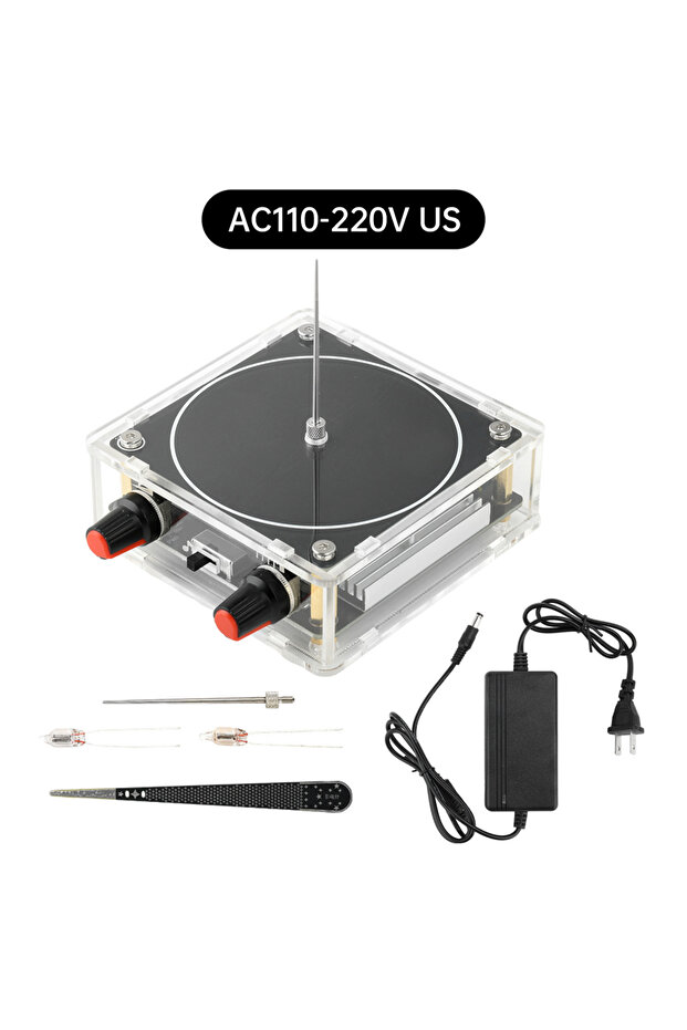 Black US Dual Mode Music Tesla Coil Music Box Artificial Lightning Touchable Bluetooth/AUX Audio Inp