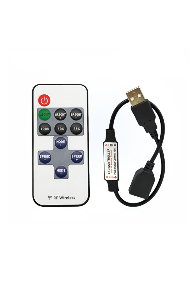 11 مفتاح USB أسود DC5-24V Mini 11 مفتاح RF لاسلكي للتحكم عن بعد LED وحدة تحكم باهتة LED لـ Sin