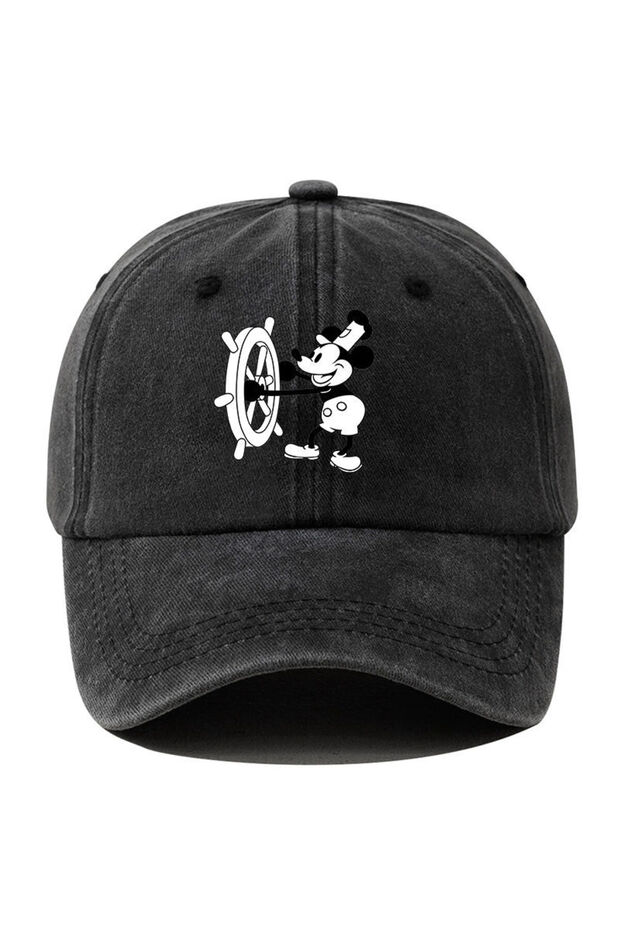 55-60cm Black Fashion Mickey Mouse Baseball Cap Men Women Hip Hop Anime Travel Sun Visors Trucker Ca