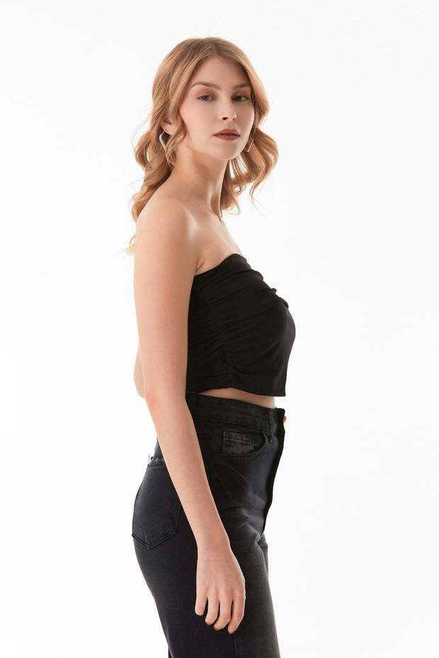 Basic Strapless Bustier with Draped Sides - 5