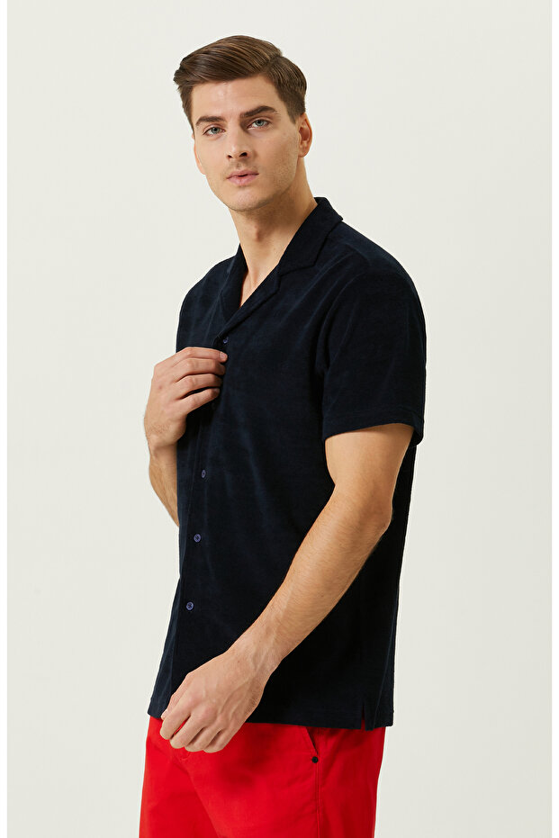 Lacivert Kısa Kollu Gömlek - 3