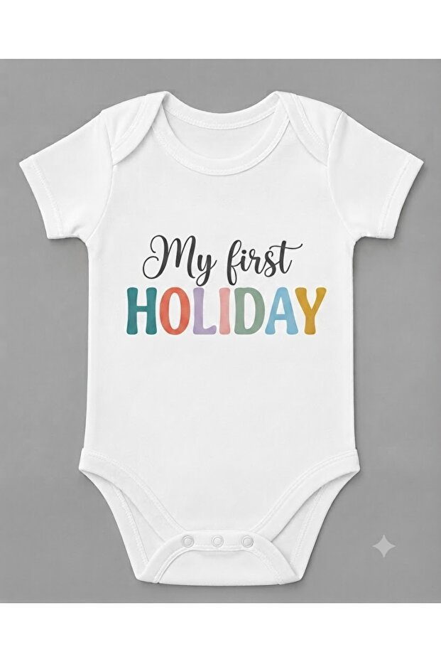Organic Cotton My First Holiday Printed Snap Fastener Baby Bodysuit