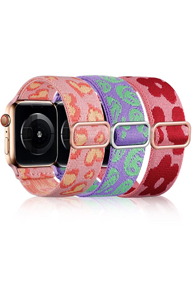 38mm 40mm 41mm set 3 Pack Nylon Solo Loop Band for Apple Watch 38-49mm, Soft Stretchy Braided Wristb
