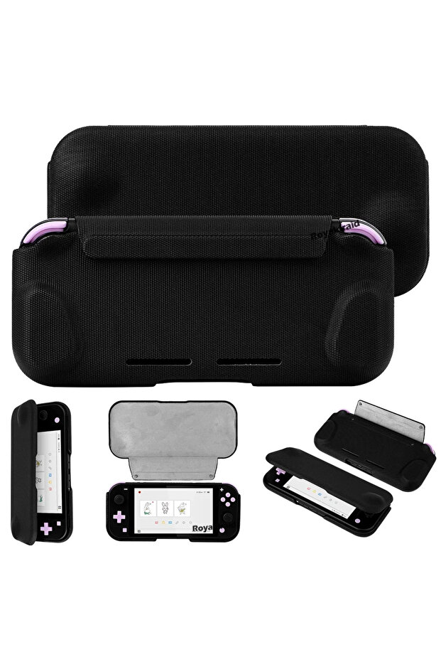 Black NEW For Switch Lite Protective Case Grey Flip Cover Detachable Magnetic Shell 360° All-Around