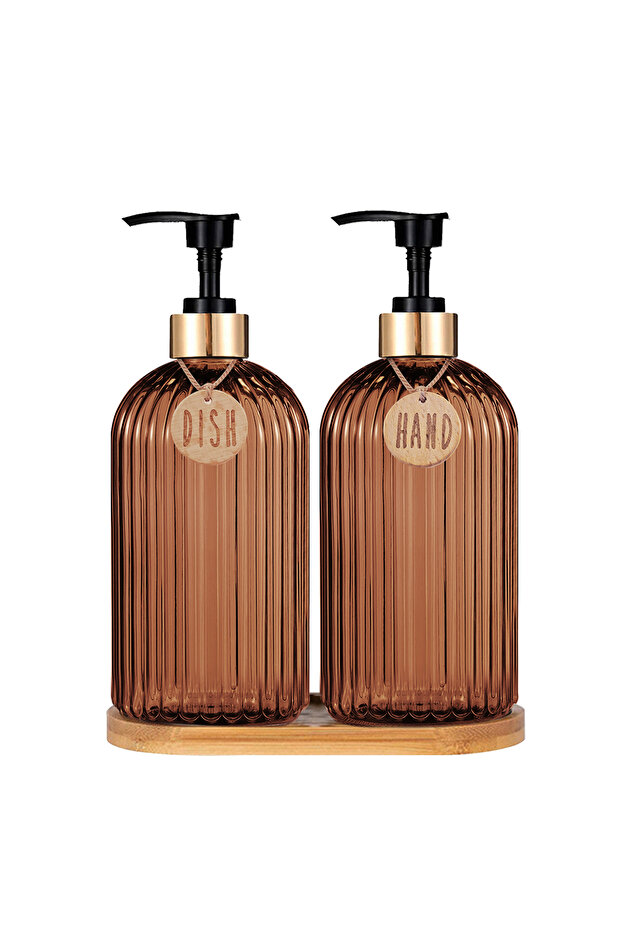 2 bottles with tray New Home Apartment Decoration Dish Soap Dispenser Bottle Reusable Hand Press Liq
