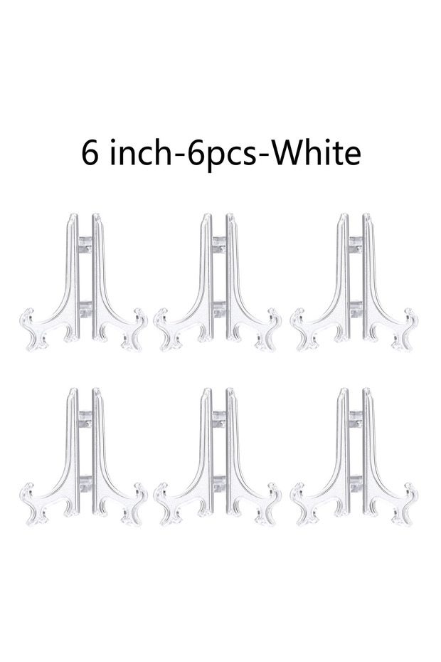 6 Inch-6 PCS-White Plastic Acrylic Easels or Stand/Plate Holders to Display Pictures or Other Items