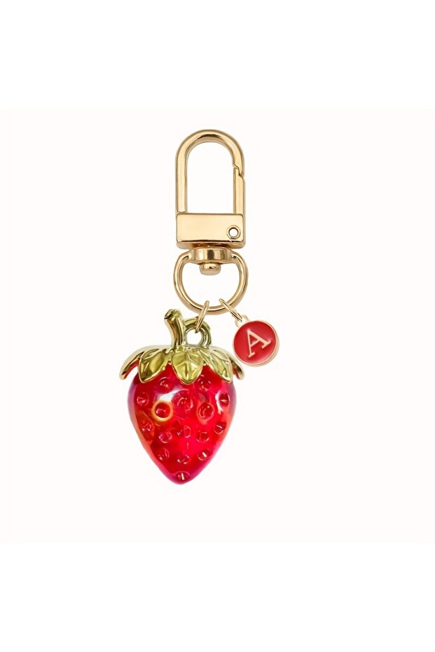 A Adorable Strawberry Heart with Letter A-Z Keychain - Cute Bag Charms, Cute Decorations, Perfect Gi