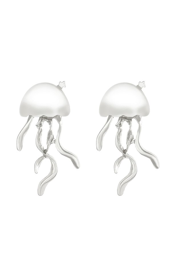 silver color Korean Accessories for Women Deep-Sea Jellyfish Stud Earrings Mini Star Transparent Cry