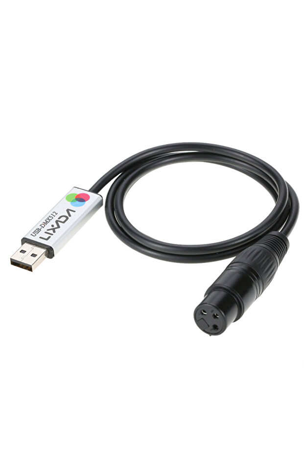 وحدة تحكم إضاءة USB من Lixada باللون الأسود، محول واجهة USB إلى DMX، LED DMX512، إضاءة مسرح الكمبيوتر الشخصي