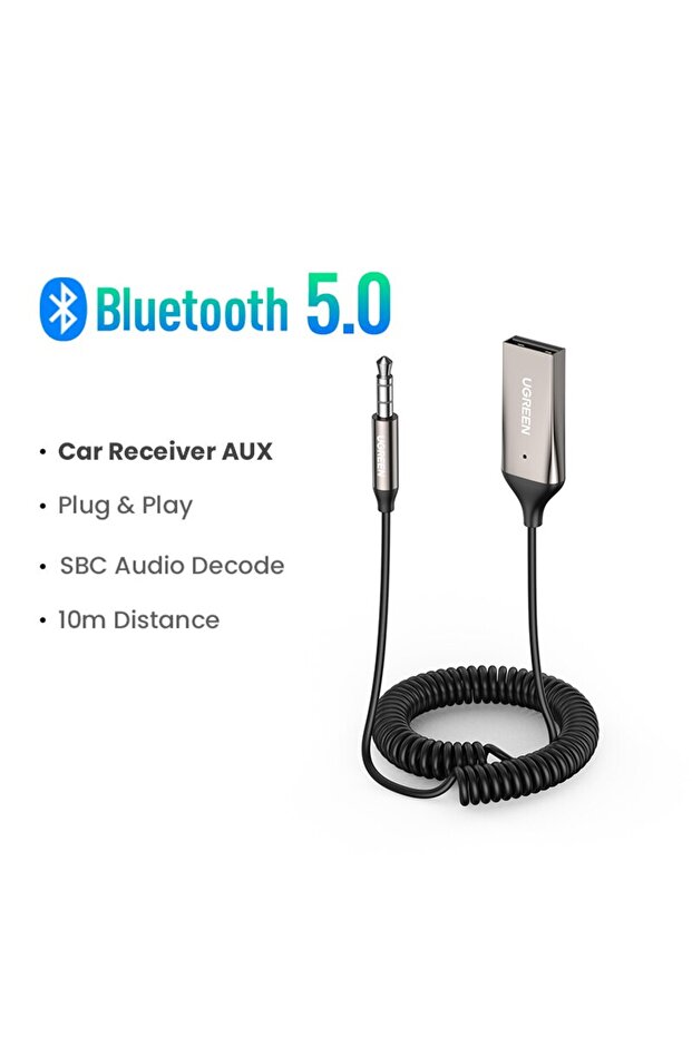 محول بلوتوث 5.0 إلى USB 2.0 بمنفذ 3.5 ملم للسيارة