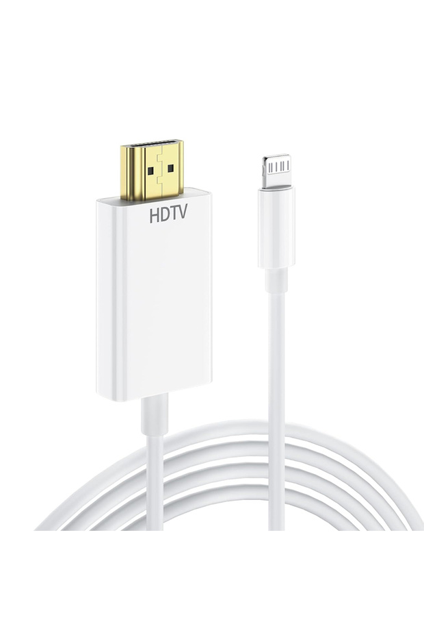 كابل Lightning إلى HDMI 2.0 أبيض بطول 1.8 متر لجهاز iPhone، محول AV رقمي بدقة 1080 بكسل، مزامنة فيديو عالية الدقة، توصيل الشاشة