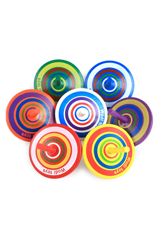 10pcs(random color) 10pcs Multicolor Wooden Spinning Tops,Educational Kindergarten Toys, Adult Relie