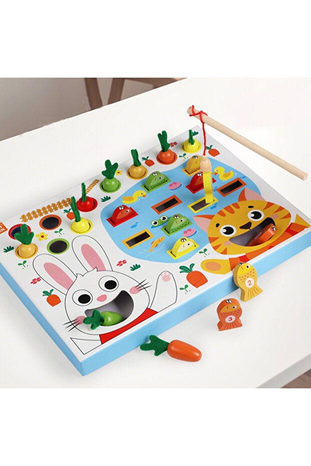 NB210C1 Montessori Toys For Toddler Pull Carrot Fishing Simulated Feeding Game Set Educational Colo