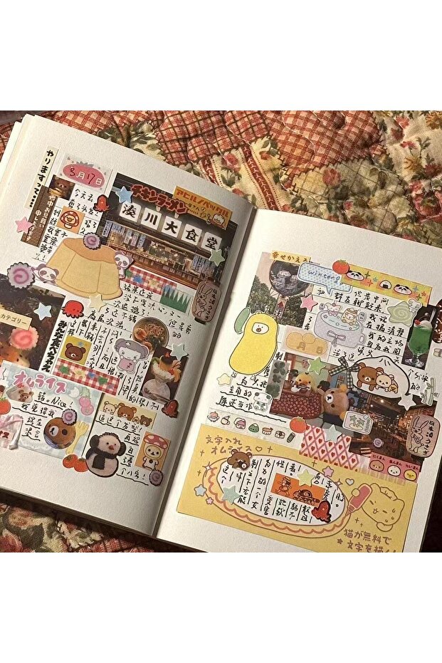كتاب مواد، دفتر يوميات على طراز الزلابية القديمة، دفتر ملصقات، دفتر يوميات طلابي إبداعي وجذاب، ملصقات