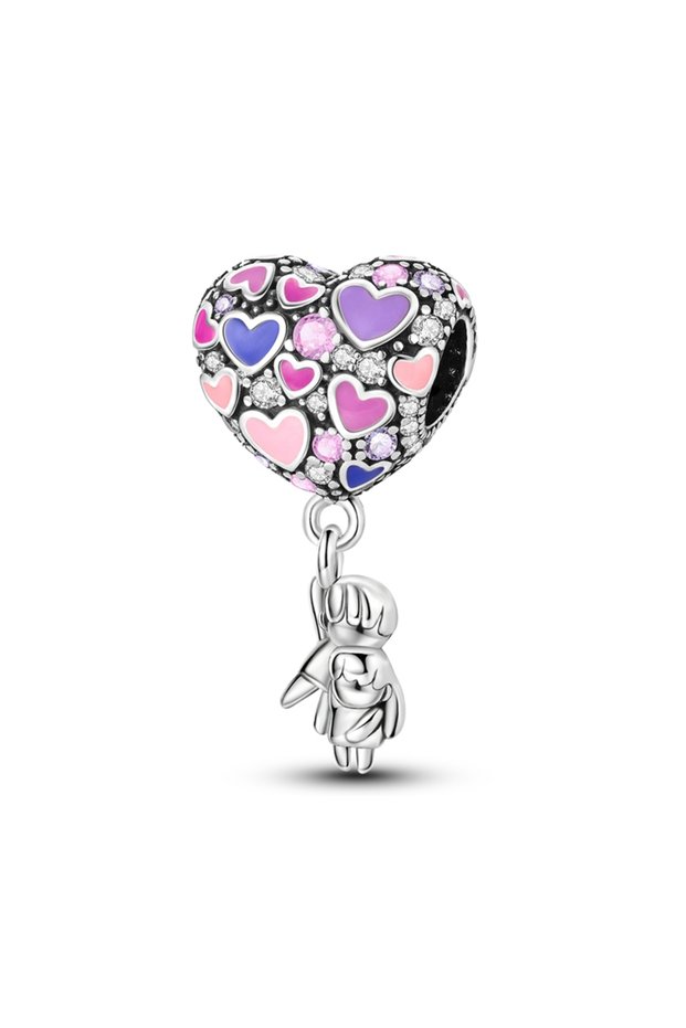KTC1043 Original 925 Sterling Silver Charms Beads Family Friendship Love Heart Charms Pendants Fit B