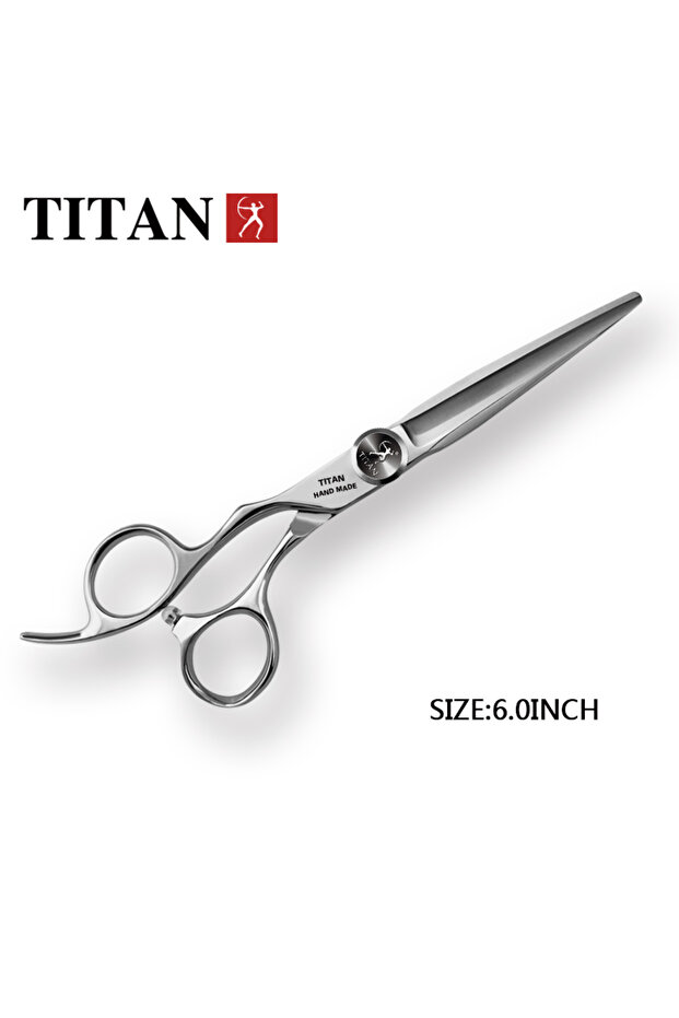 مقص حلاقة احترافي LT60 TITAN بمقبض أيسر لقص الشعر وتخفيفه
