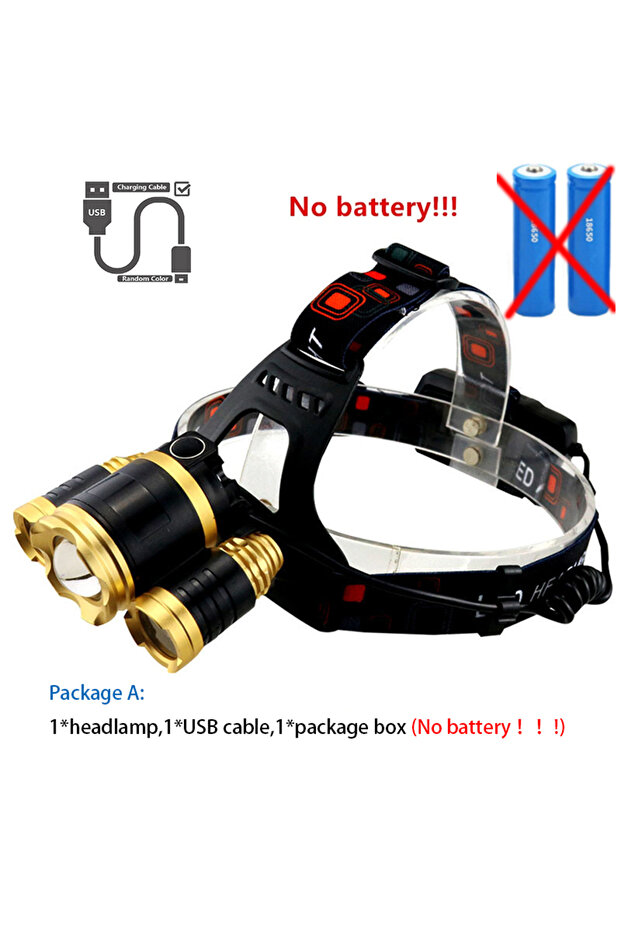 PJ-UV003-A Powerful 3-head LED Headlamp White/UV Light Scorpion Head Lamp USB Rechargeable Strong Li