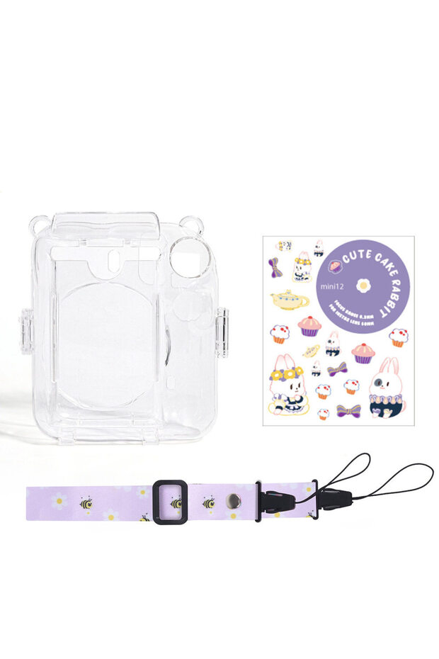 purple set Camera Bag For Fujifilm Instax Mini 12 Case Transparent Photo Storage Protective Cover Ca