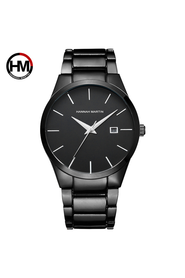 17551H2 Hannah Martin Men's Stainless Steel Watch Fashion Business Style Black Minimalist Style 3Bar