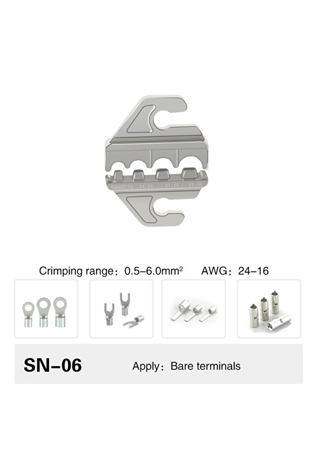 SN-06 Crimping Tool Pliers Crimp Jaw Set, 4mm Slot Jaws, SN-48BS/58B/02C/2546B/2549/06/X6/06WF/03H,