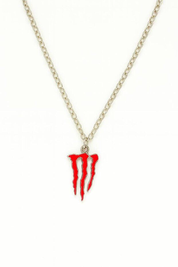 Red Monster Logo Unisex Necklace – Energetic and Modern Design