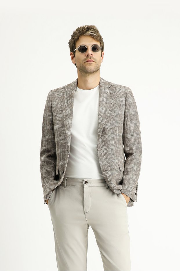 Linen Plaid Classic Jacket