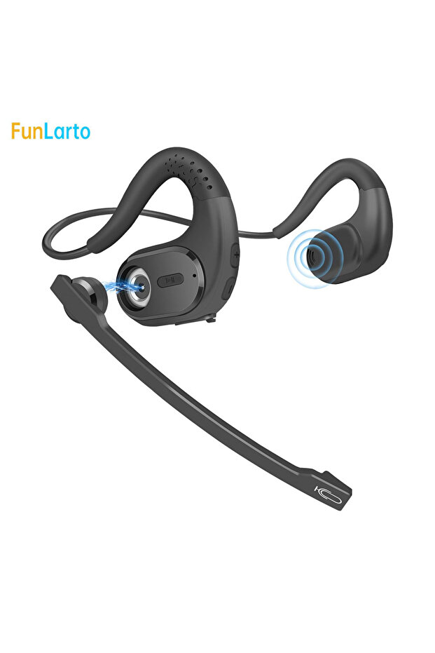 black Wireless Headsets Bluetooth 5.3 Earphones Wireless Earpiece Business Headphones with Removable