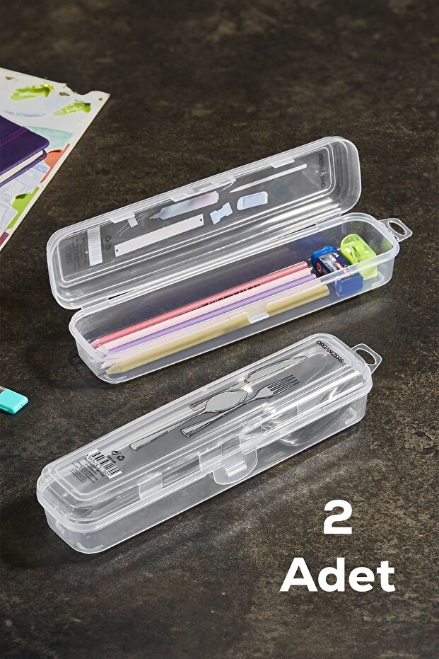 2 Pieces Fork Spoon Knife Pen Holder Box - Toothbrush Makeup Accessory Storage Container Box - Multix Box