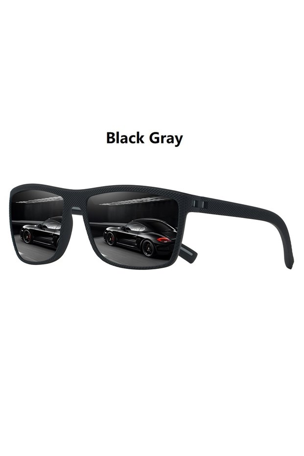 BlackGray Vintage Square Sunglasses Fashion Trendy Colorful Driving Mountaineering Running Eye Prote