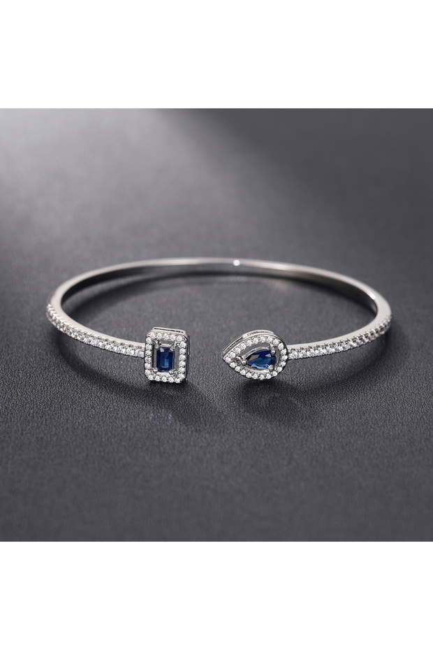 XL803 Huitan Luxury Green/White/Blue Cubic Zirconia Cuff Bracelet Bangle for Women Good Quality Fema