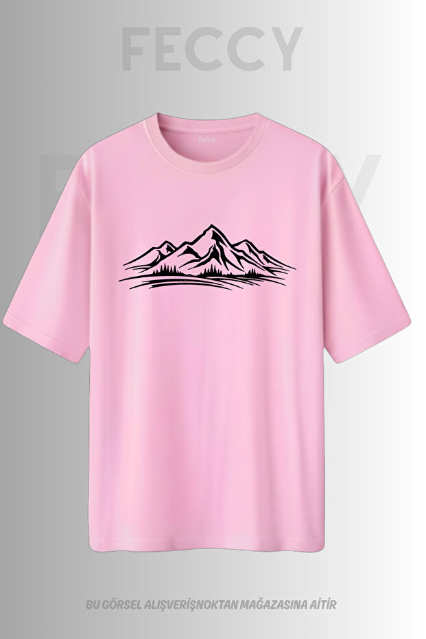 Premium Mountain Printed Hunter Theme Unisex Oversize Women's T-Shirt Men's T-Shirt Cotton Oversize T-Shirt