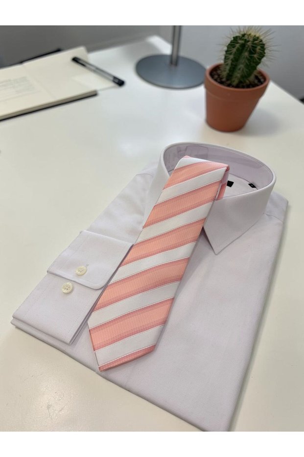 Microfibre 7 cm Striped Blue-White-Navy Blue Tie Kr-62