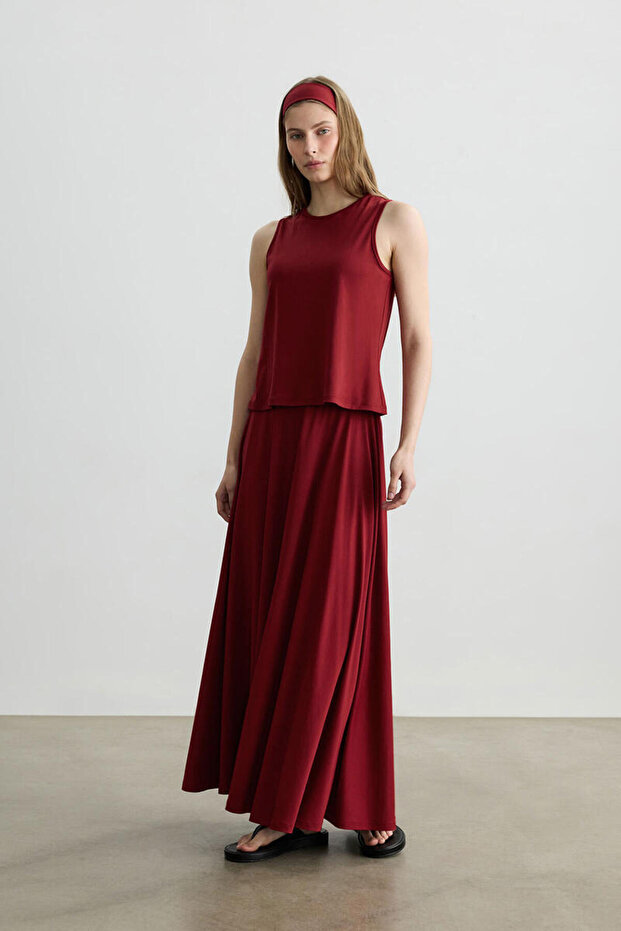 Red Flared Skirt - 3
