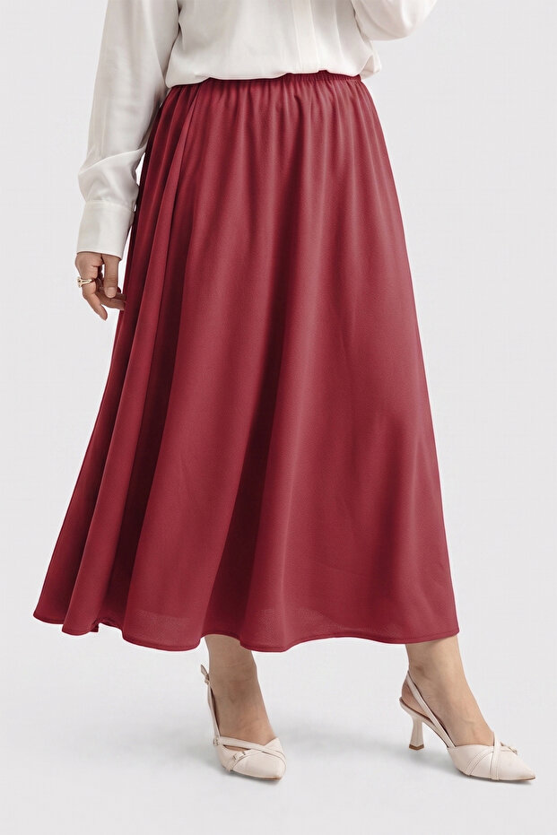6443 - Comfortable and Stylish Viscose Elastic Waist Cobe Skirt