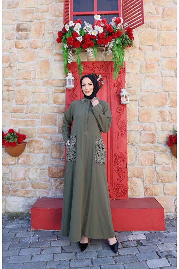 Embroidered Cotton Linen Dress